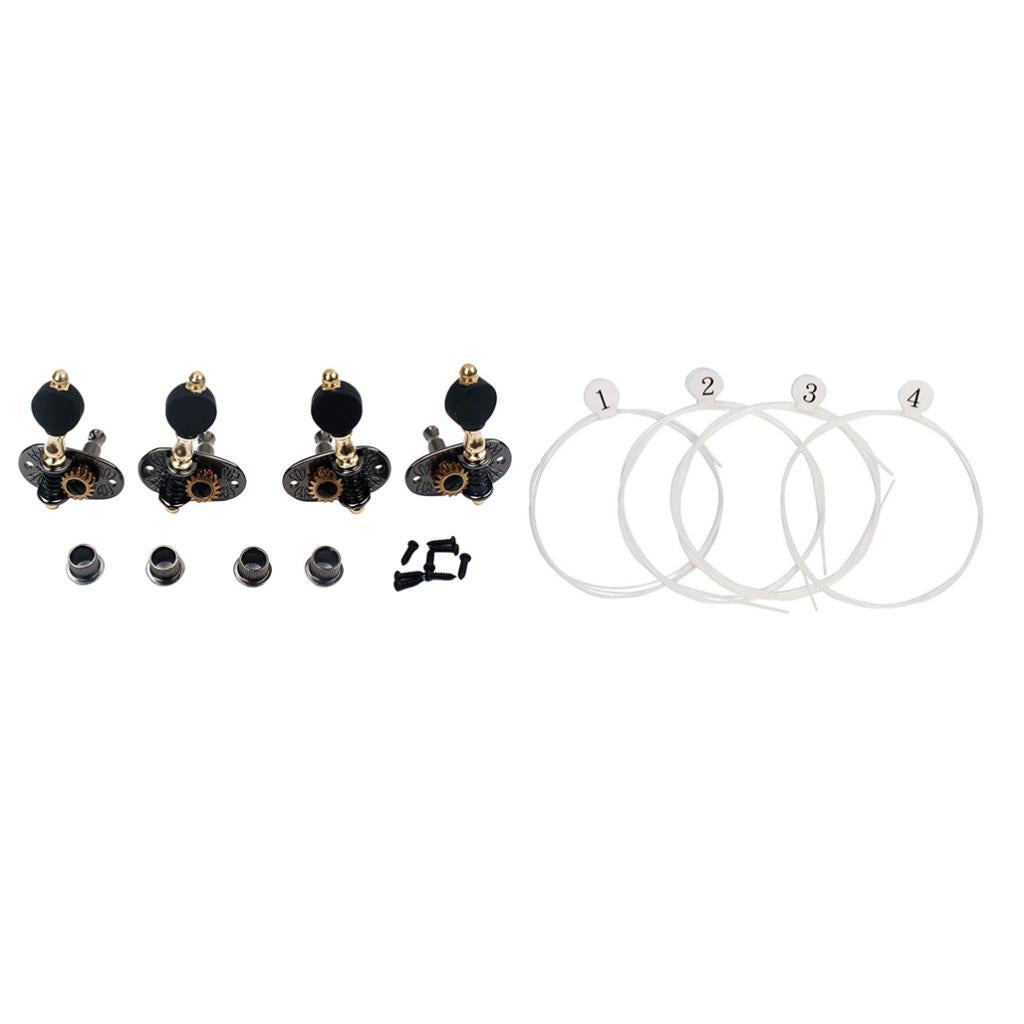 2L2R Ukulele String Tuning Pegs+4pcs Strings for Ukulele Cigar Box Guitar