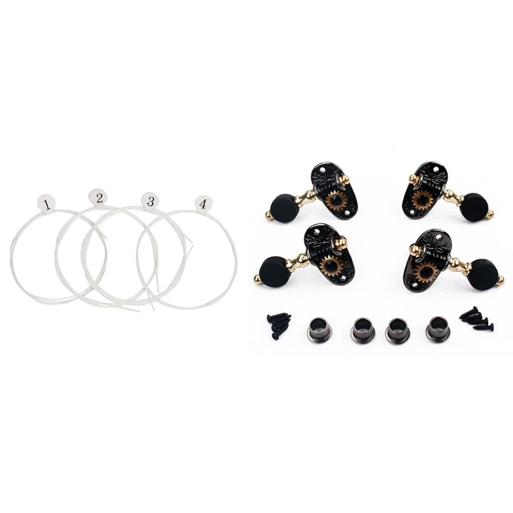 2L2R Ukulele String Tuning Pegs+4pcs Strings for Ukulele Cigar Box Guitar