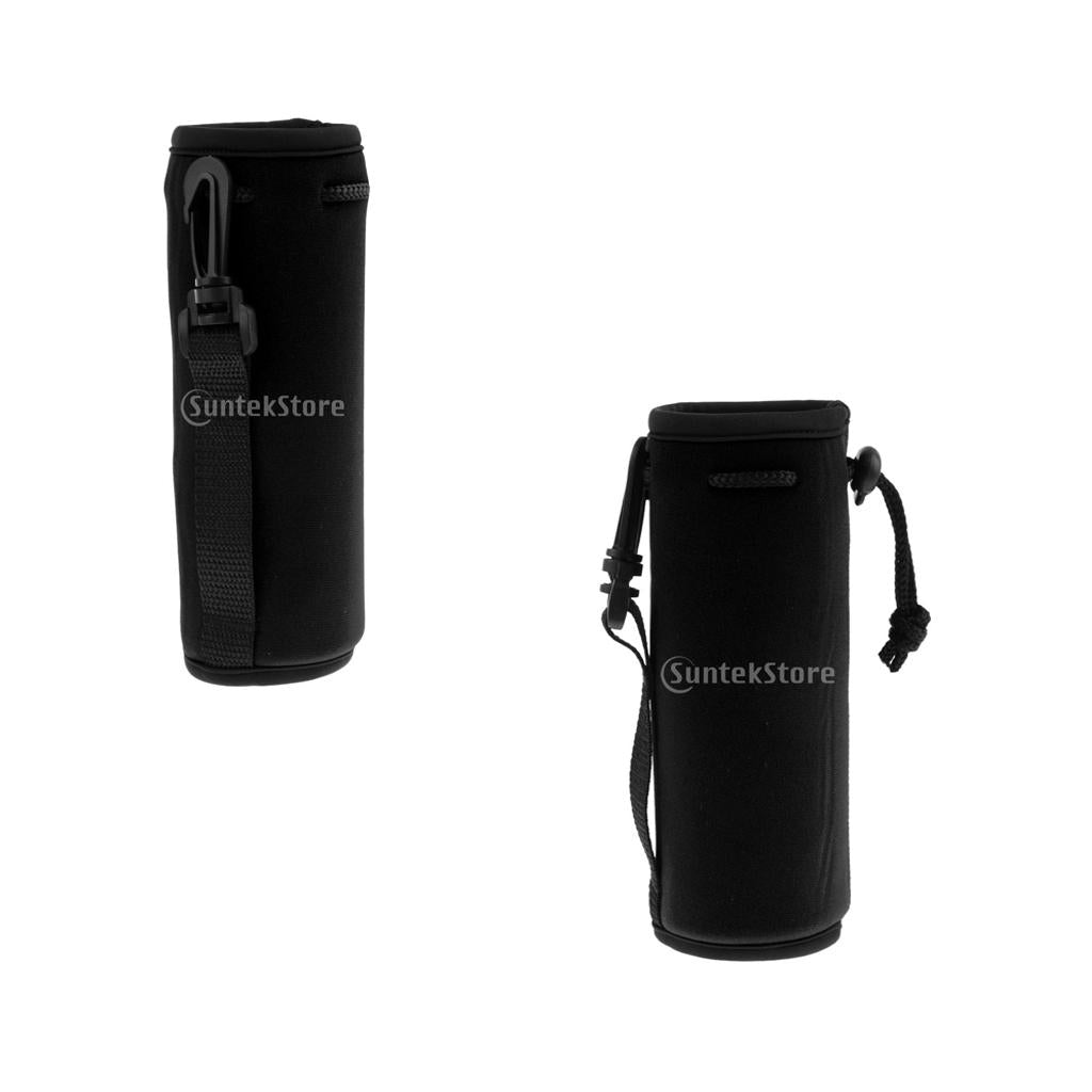 2pcs Neoprene Insulated Sport Water Bottle Cover Pouch Sleeve Bag Black