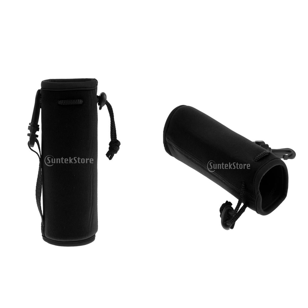 2pcs Neoprene Insulated Sport Water Bottle Cover Pouch Sleeve Bag Black