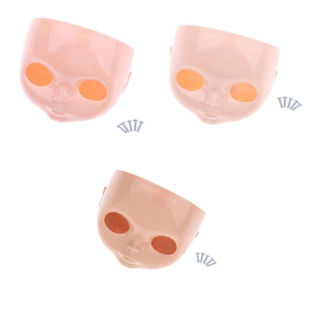 3 Pieces 12 Doll Faceplate + Backplate Head with Screws Set for Neo Blythe"