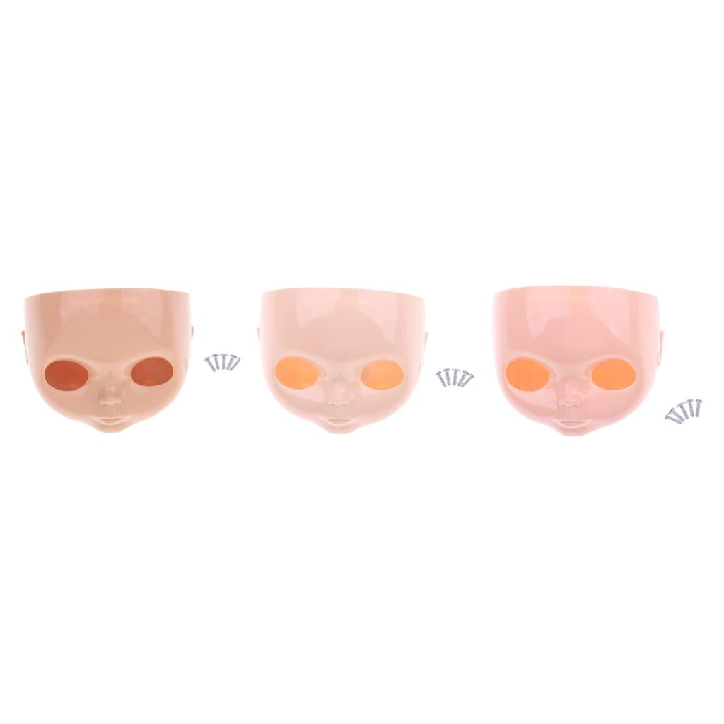 3 Pieces 12 Doll Faceplate + Backplate Head with Screws Set for Neo Blythe"