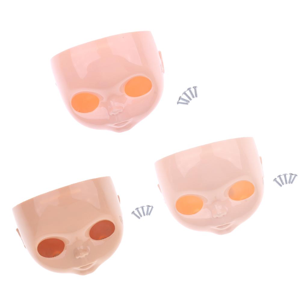 3 Pieces 12 Doll Faceplate + Backplate Head with Screws Set for Neo Blythe"
