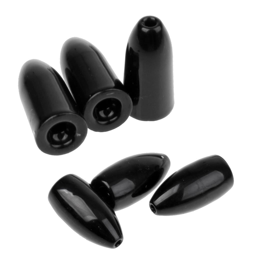 6 Pieces Fishing Tungsten Flipping Worm Weights Sinkers Bass Black 7g 10.6g