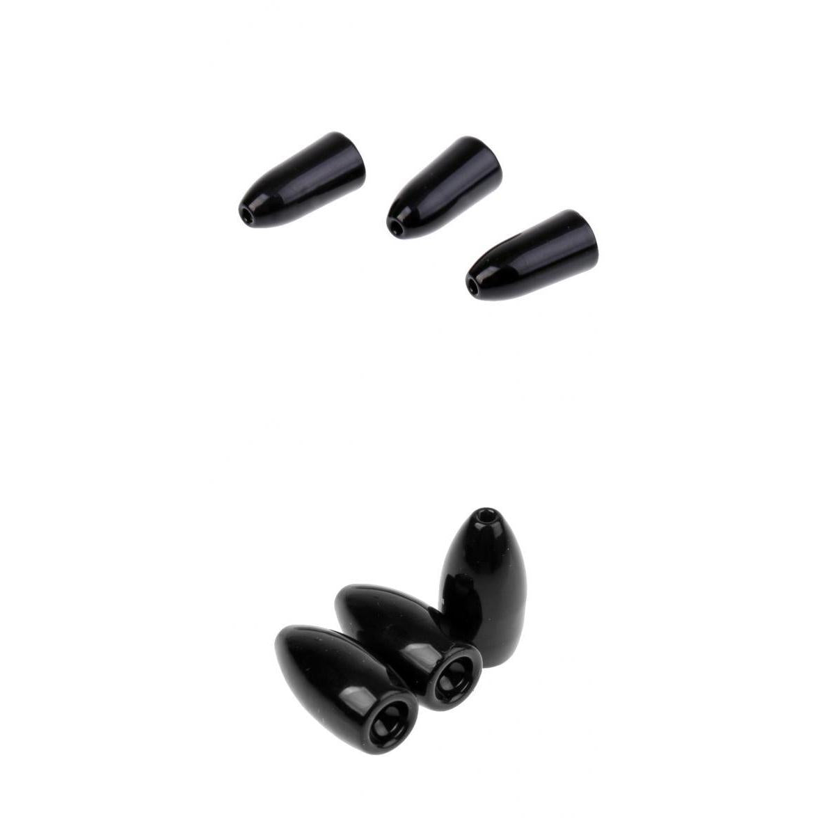 6 Pieces Fishing Tungsten Flipping Worm Weights Sinkers Bass Black 7g 10.6g