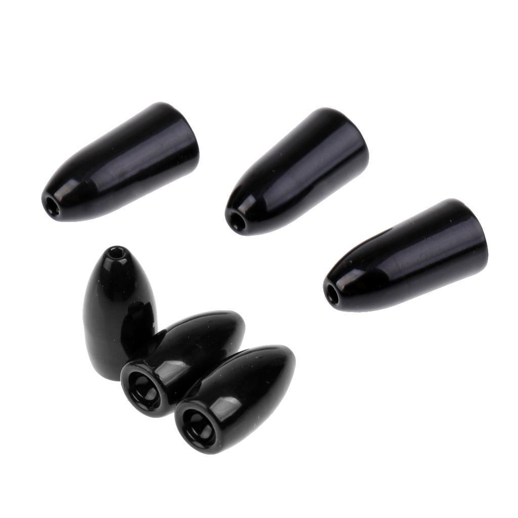 6 Pieces Fishing Tungsten Flipping Worm Weights Sinkers Bass Black 7g 10.6g