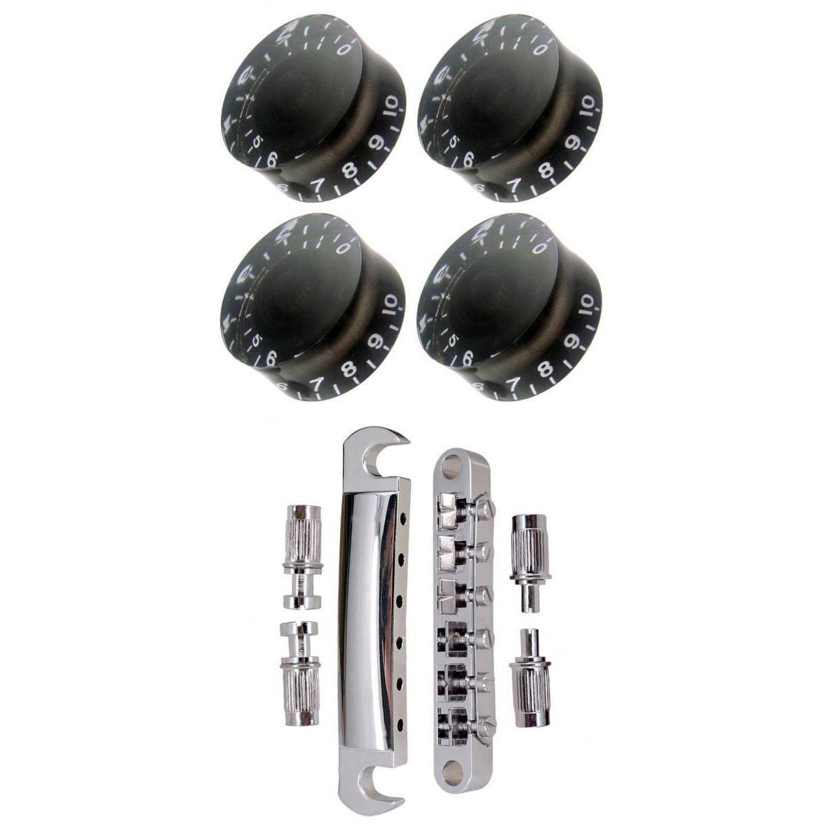 1 Set Roller Saddle Bridge Tailpiece with Tone&Volume Control Knobs for LP