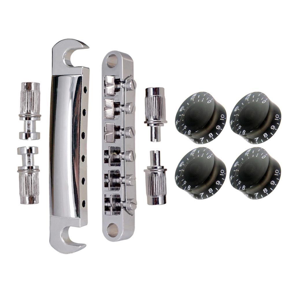 1 Set Roller Saddle Bridge Tailpiece with Tone&Volume Control Knobs for LP