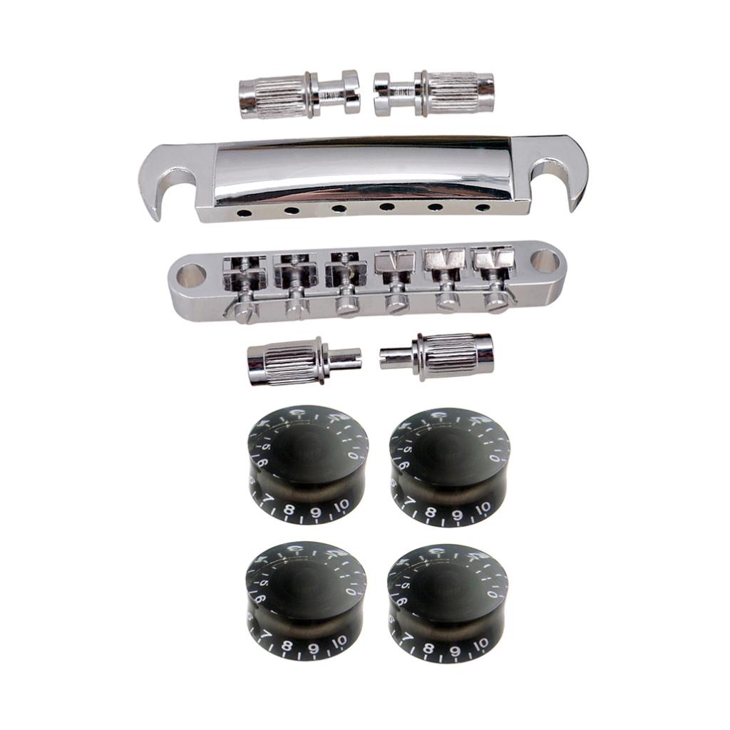 1 Set Roller Saddle Bridge Tailpiece with Tone&Volume Control Knobs for LP