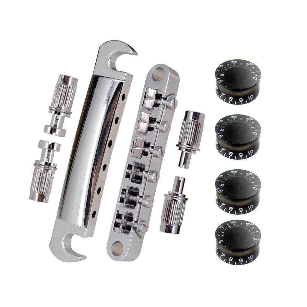 1 Set Roller Saddle Bridge Tailpiece with Tone&Volume Control Knobs for LP