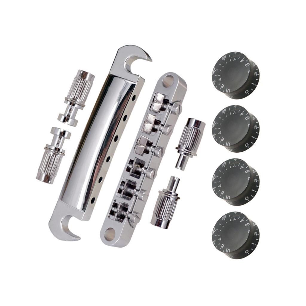1 Set Roller Saddle Bridge Tailpiece with Tone&Volume Control Knobs for LP