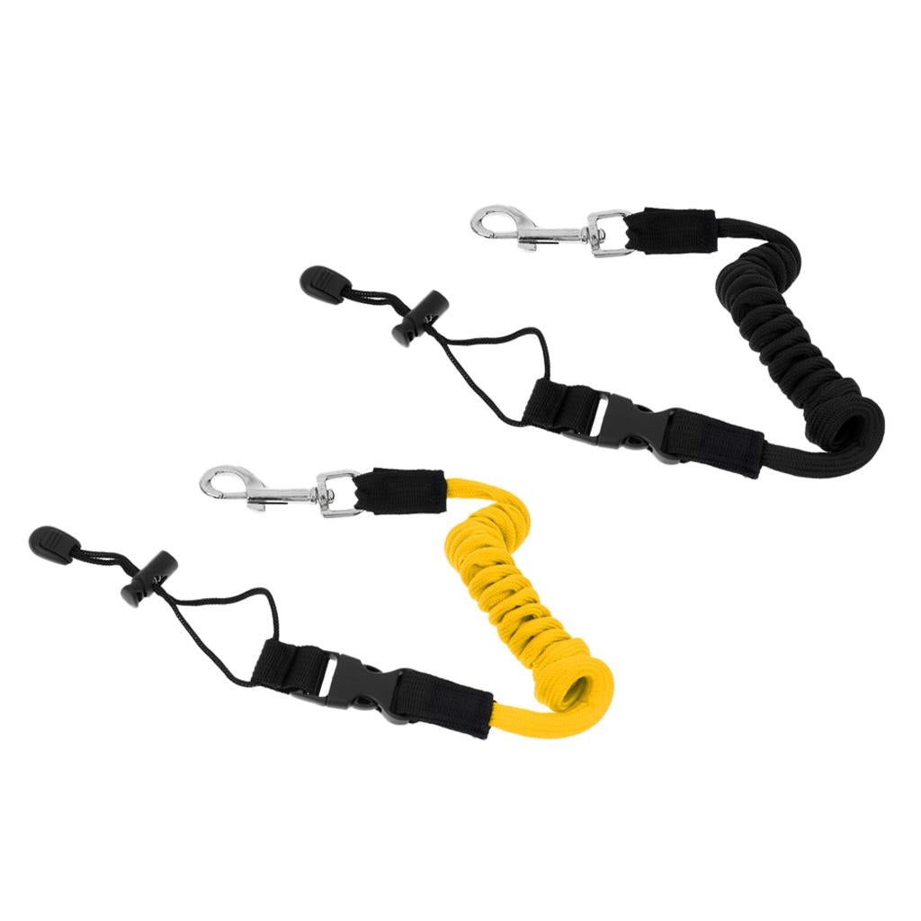 2 Pieces Safety Kayak Boat Paddle Leash Fishing Rod Pole Coiled Lanyard Cord