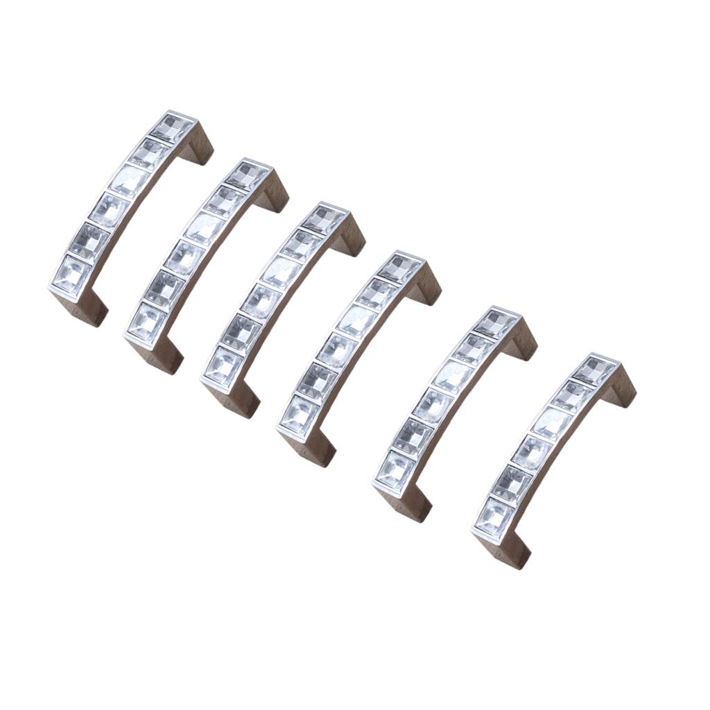 6x Two-hole Crystal Furniture Handle Cabinet Drawer Wardrob Handle 64mm