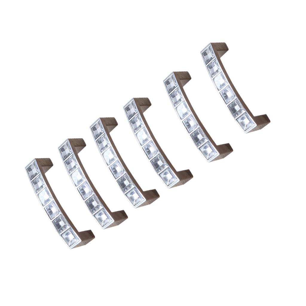 6x Two-hole Crystal Furniture Handle Cabinet Drawer Wardrob Handle 64mm
