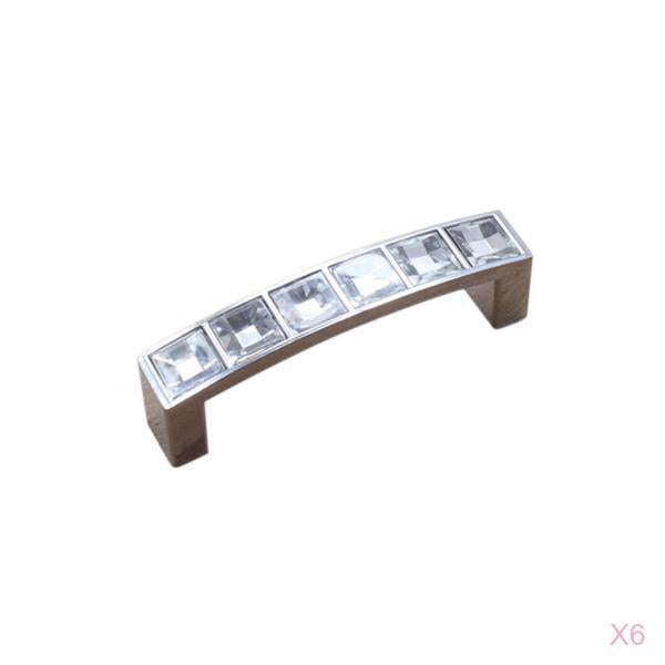 6x Two-hole Crystal Furniture Handle Cabinet Drawer Wardrob Handle 64mm