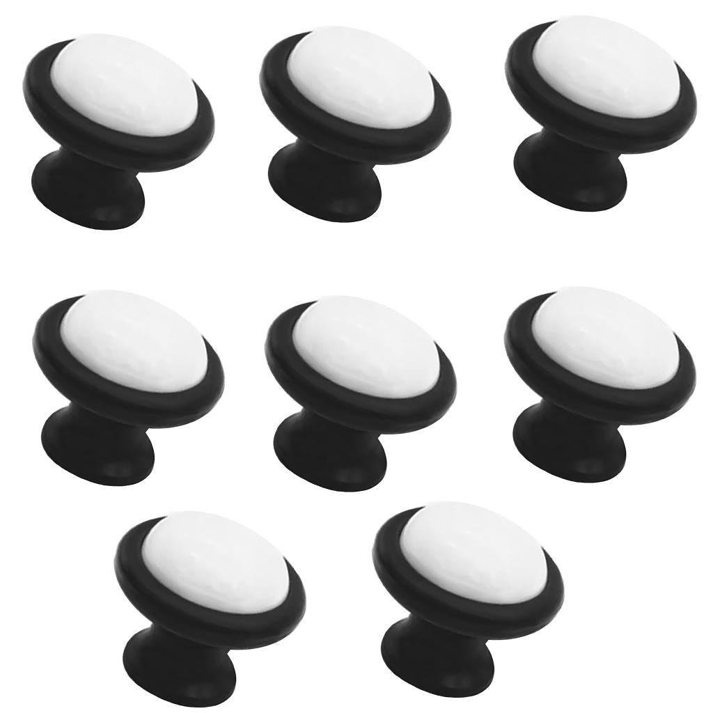 8-Piece Ceramic Single Hole Cabinet Handle Knob Kitchen Cupboard Drawer Pull