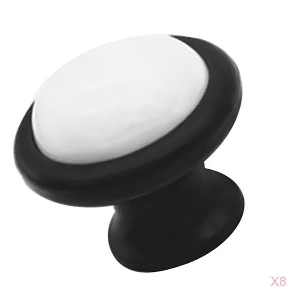 8-Piece Ceramic Single Hole Cabinet Handle Knob Kitchen Cupboard Drawer Pull