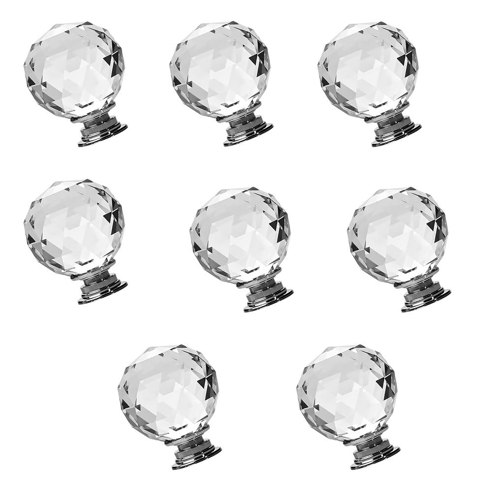 8x Clear Crystal Glass Door Knob Drawer Cabinet Furniture Bin Handle Knob