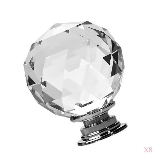 8x Clear Crystal Glass Door Knob Drawer Cabinet Furniture Bin Handle Knob