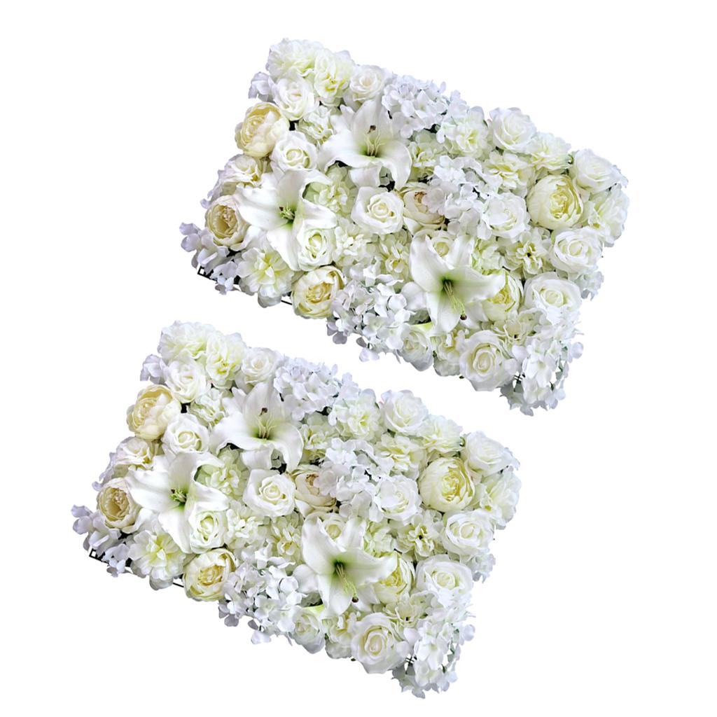 2pcs Artificial Rose Peony Lily Flower Wall Panels Wedding Venue Decor