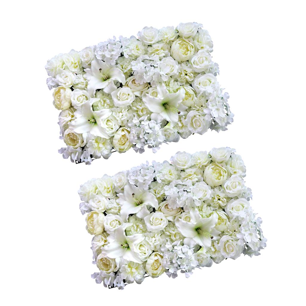 2pcs Artificial Rose Peony Lily Flower Wall Panels Wedding Venue Decor