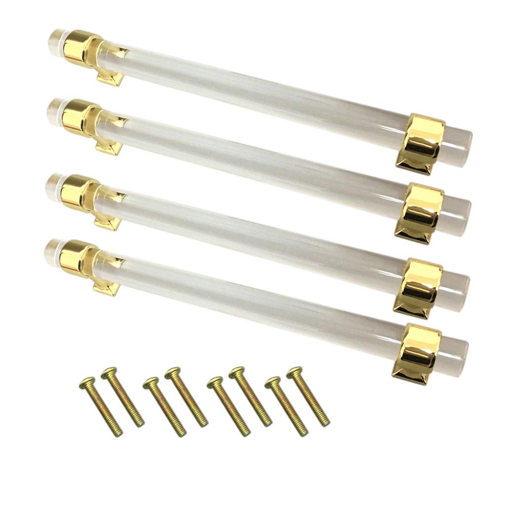 4Pcs 160mm Acrylic Door Pull Knob Cabinet Cupboard Handle Hardware Gold