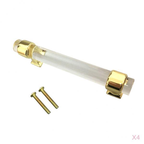 4Pcs 96mm Acrylic Door Pull Knob Cabinet Cupboard Handle Hardware Gold