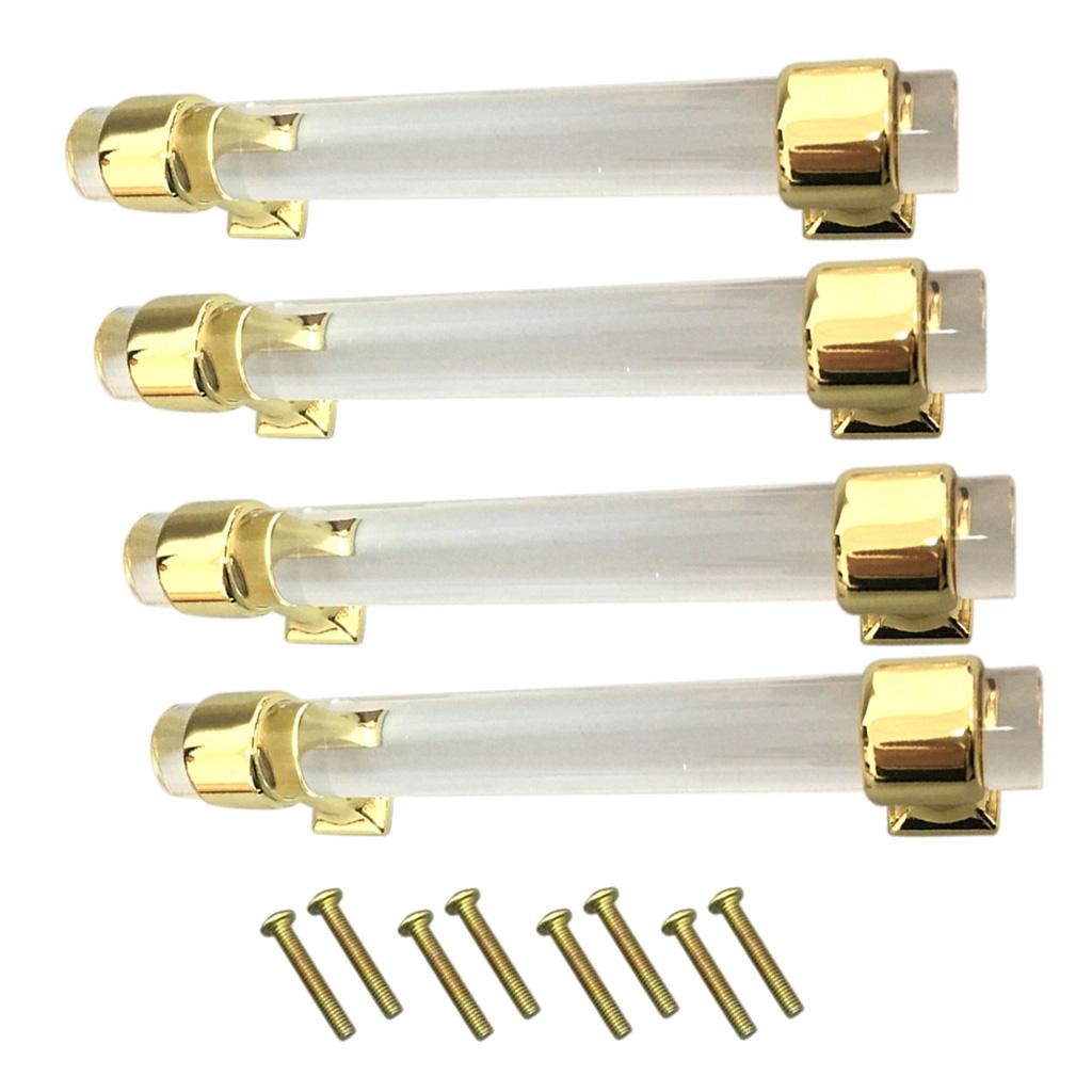 4Pcs 96mm Acrylic Door Pull Knob Cabinet Cupboard Handle Hardware Gold