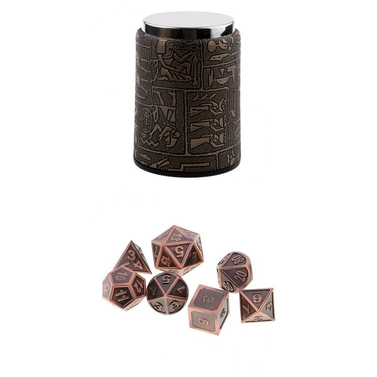 7X Metal Polyhedral Dice for Dungeons and Dragons Table Games+Dice Cup #9