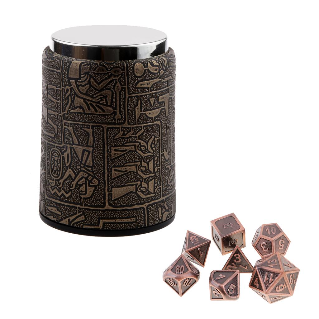 7X Metal Polyhedral Dice for Dungeons and Dragons Table Games+Dice Cup #9