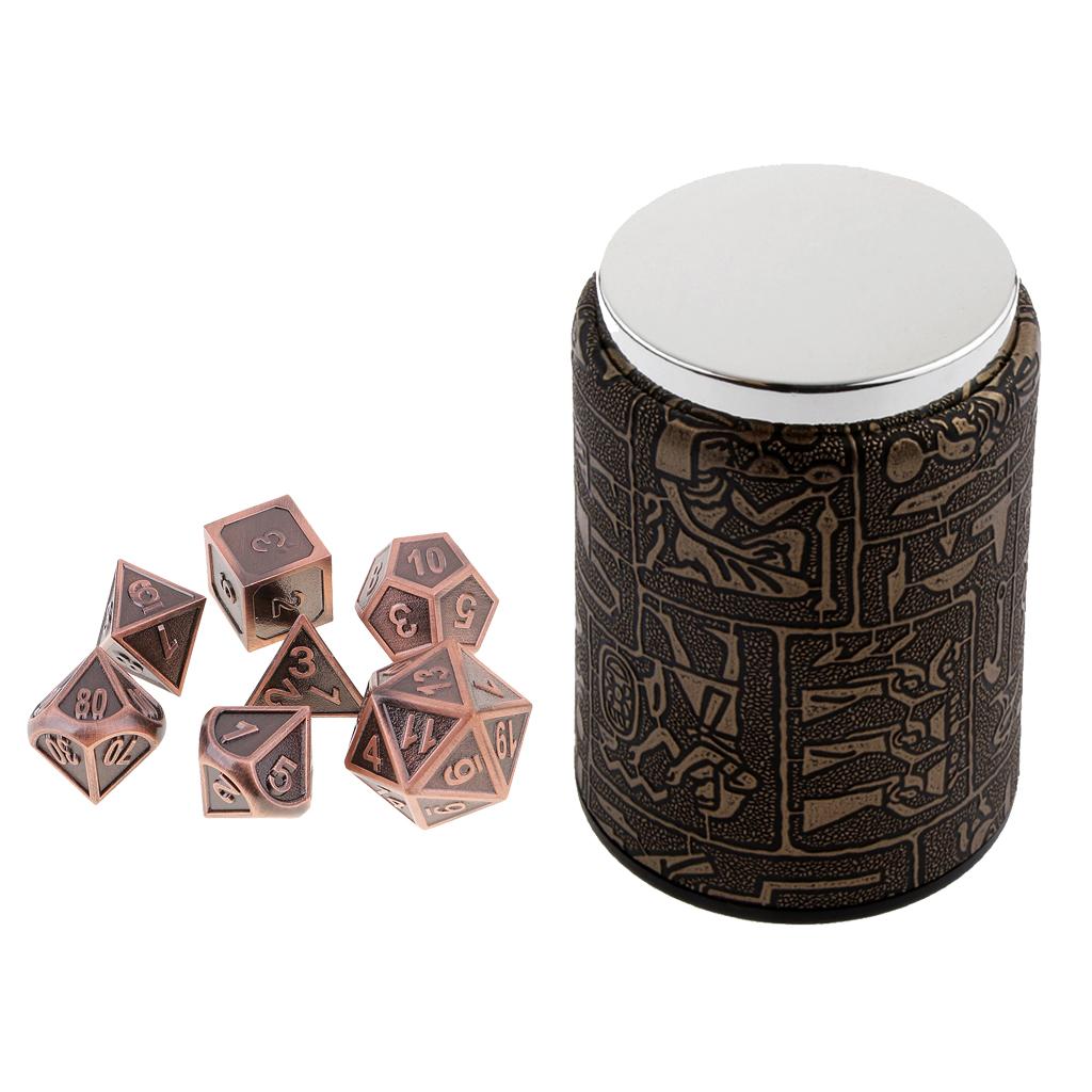 7X Metal Polyhedral Dice for Dungeons and Dragons Table Games+Dice Cup #9