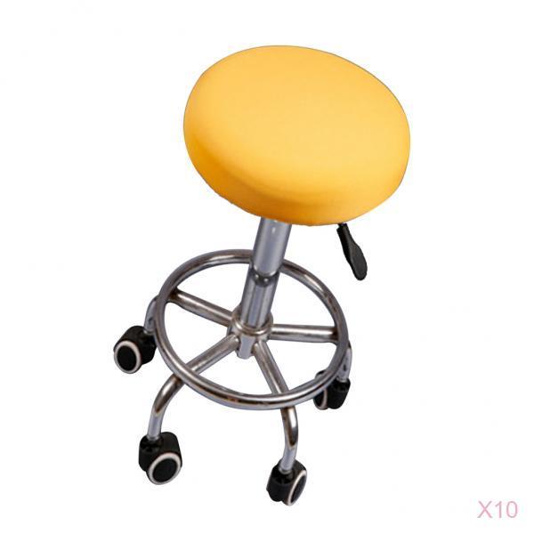 10 Pieces Elastic Bar Stool Covers Round Chair Seat Cover Cushion Yellow