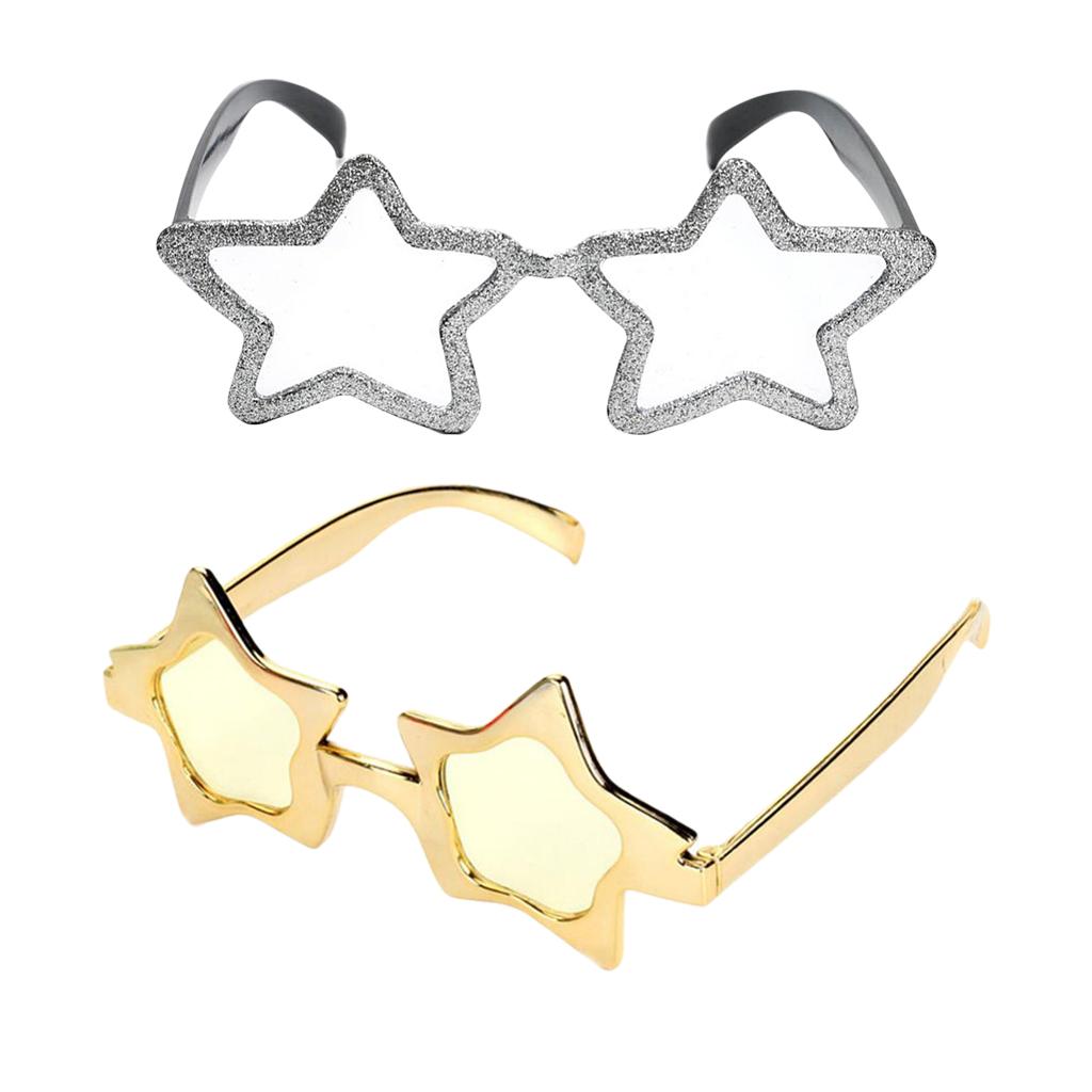 2 Kids Gold Silver Five-point Star Sunglasses Novelty Party Glasses Costume