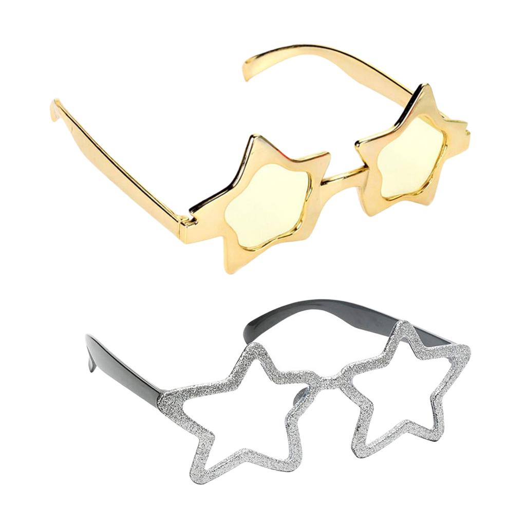2 Kids Gold Silver Five-point Star Sunglasses Novelty Party Glasses Costume