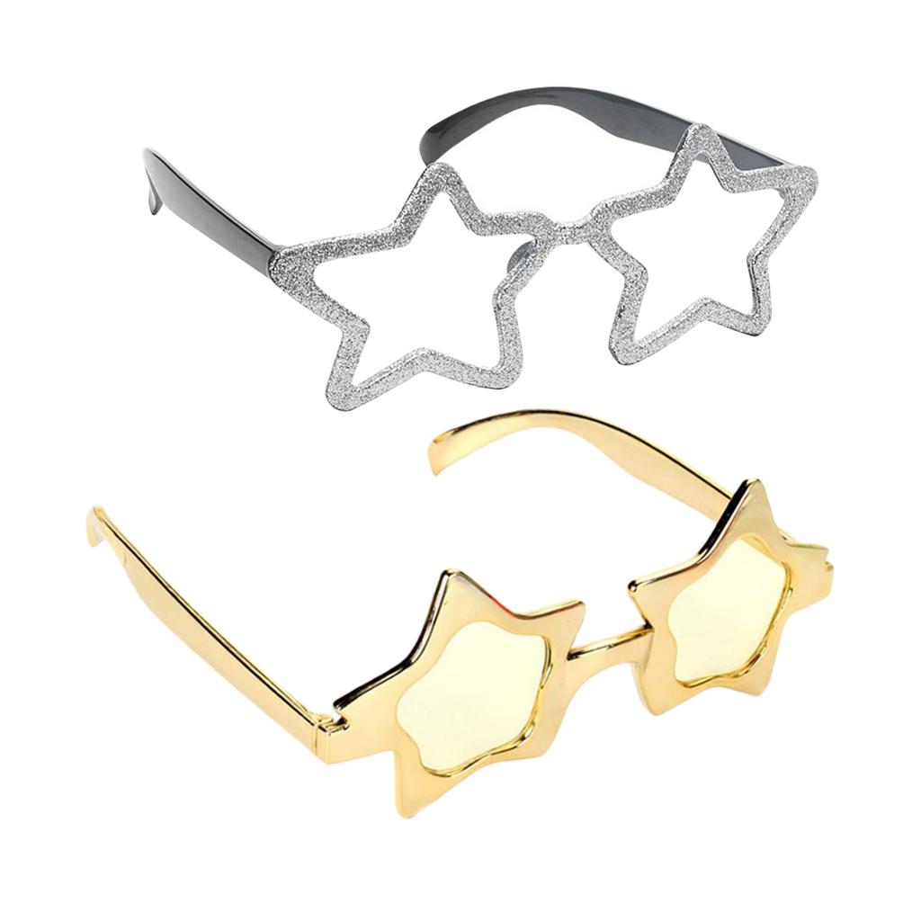 2 Kids Gold Silver Five-point Star Sunglasses Novelty Party Glasses Costume