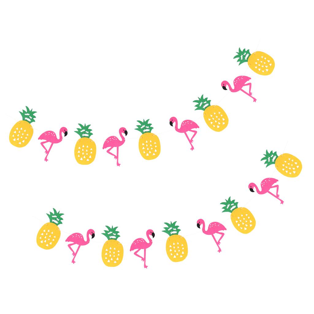 2pcs Hawaiian Felt Flamingo Pineapple Bunting Garland Summer Party Decor