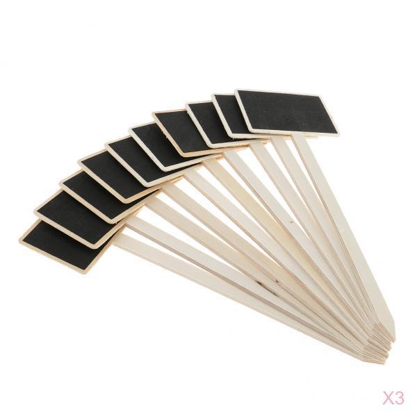 30 Pieces Mini Wooden Blackboard Chalkboard Wooden with Stick Tags