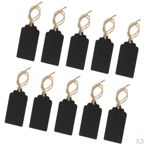 30 Pieces Mini Rectangle Wooden Blackboard Chalkboard Hanging Tags