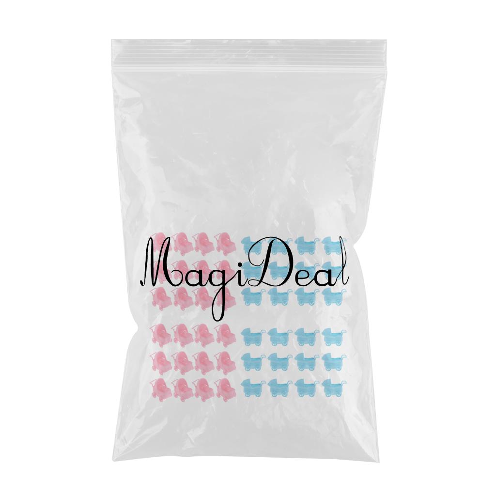 48 Pieces Plastic Baby Carriage Baby Shower Decoration Party Favor Pink+Blue