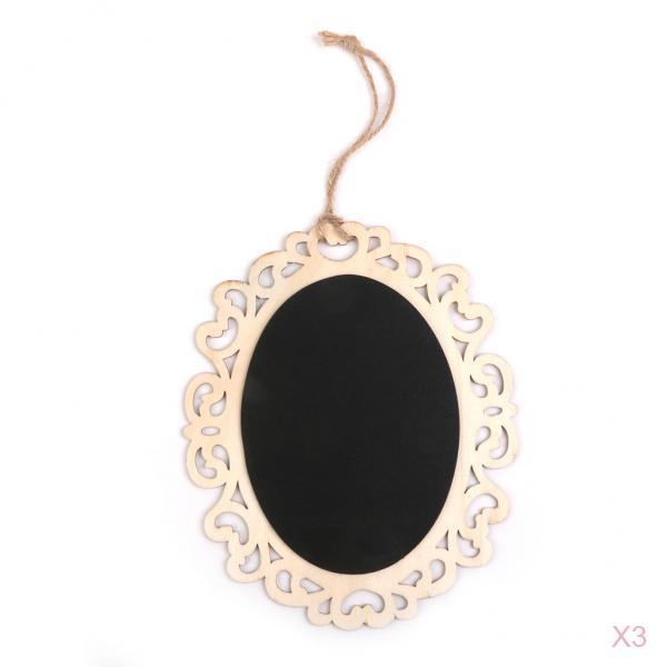 3Pcs Oval Wooden Hanging Blackboard Chalkboard Message Boards for Wedding