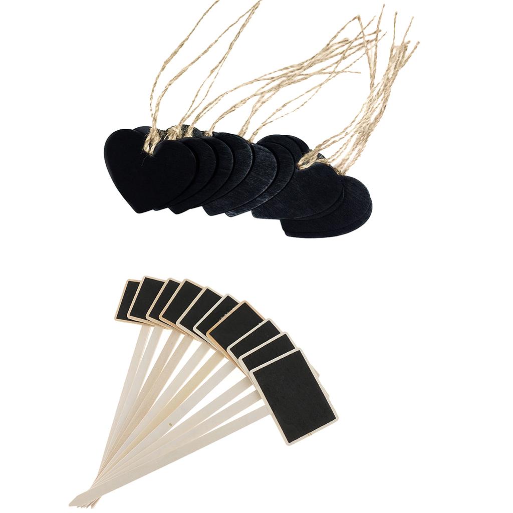 200pcs Mini Wooden Blackboard Chalkboard Stick Tags Message Boards Mixed