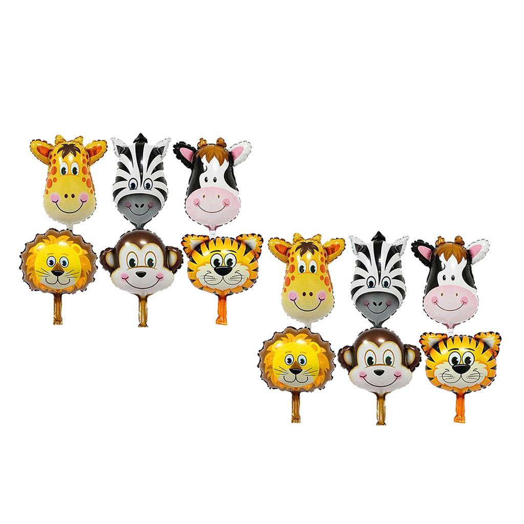 12 Pieces Lovely Zoo Animal Face Foil Balloon Kids Toy Birthday Party Decor