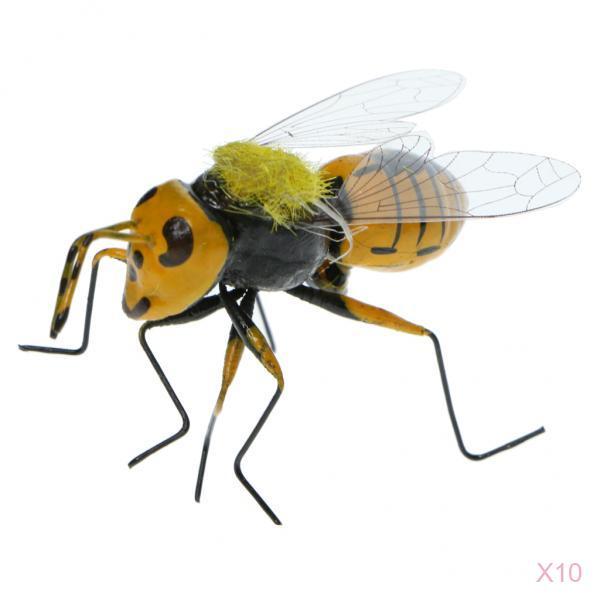 10x Bee Statues Miniature Outdoor Grass Ornament Realistic Insect Figurines