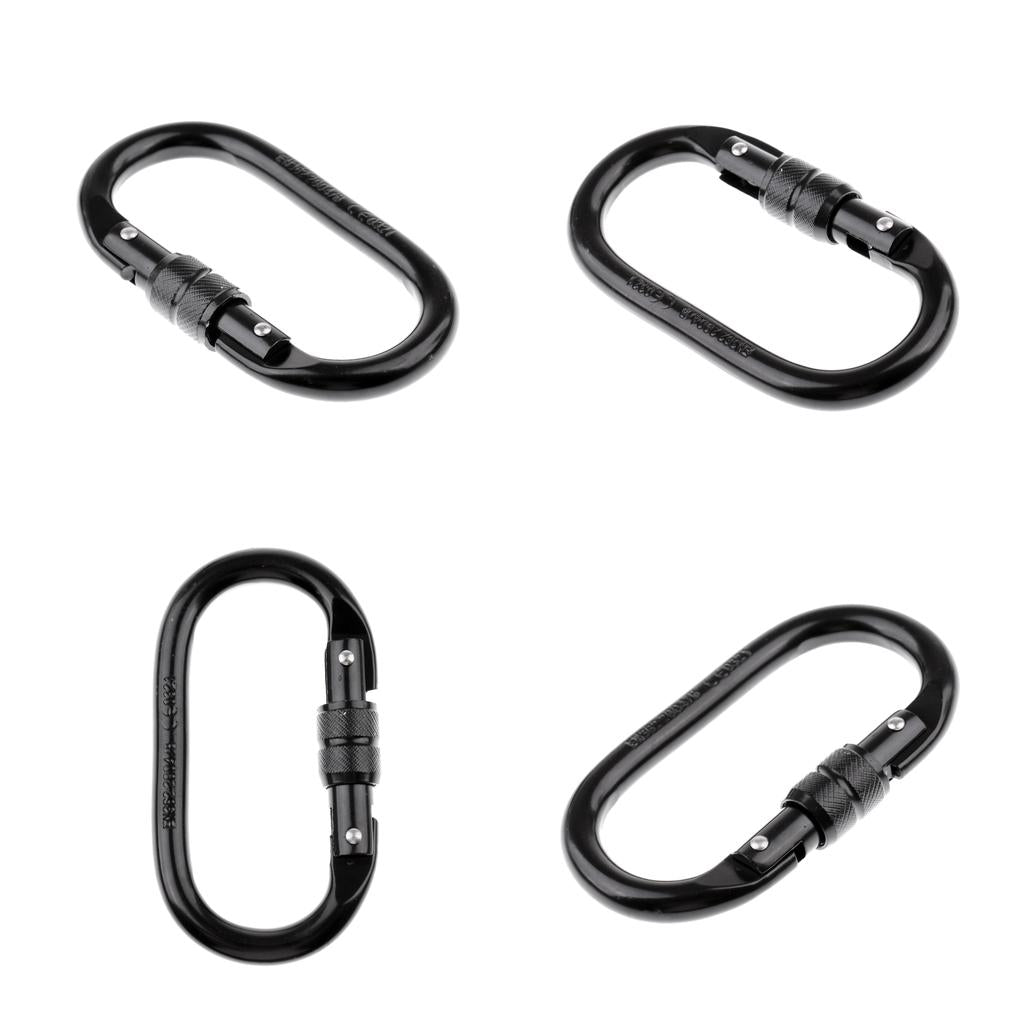 4pcs 25KN Oval Steel Climbing Screw Lock Carabiner for Climbing Rappelling