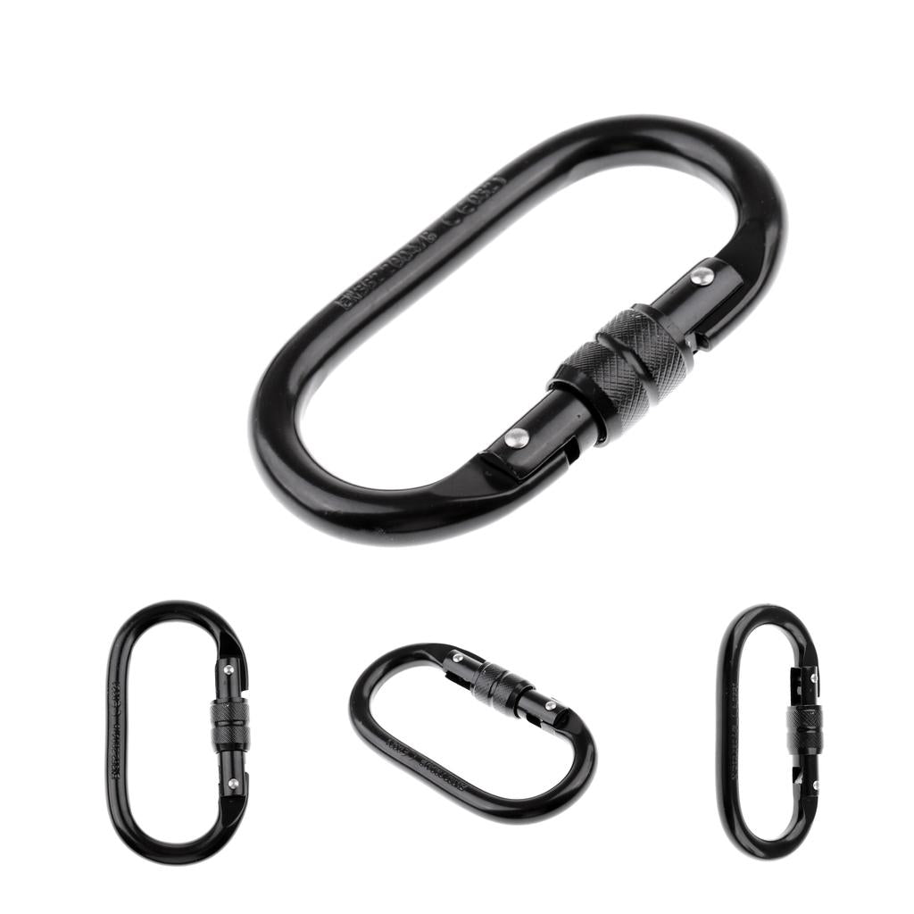 4pcs 25KN Oval Steel Climbing Screw Lock Carabiner for Climbing Rappelling