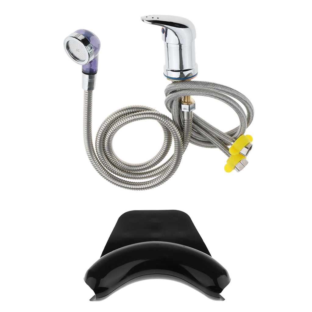 60 cm Hot Cold Faucet and Spray Hose Salon Shampoo Bowl Neck Rest Pillow Kit