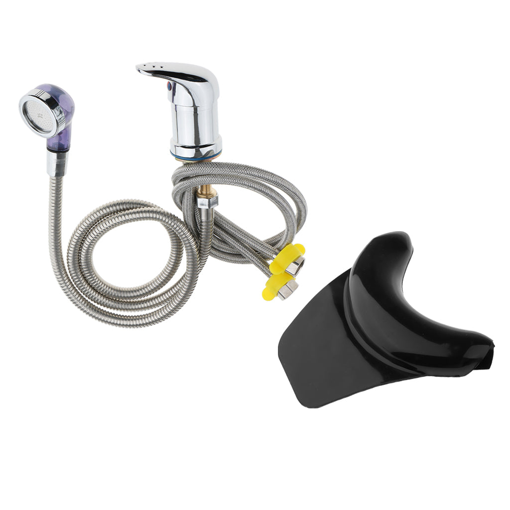 60 cm Hot Cold Faucet and Spray Hose Salon Shampoo Bowl Neck Rest Pillow Kit