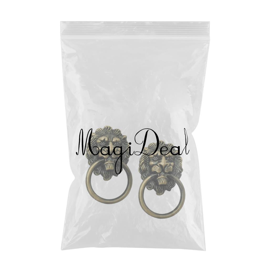 2x Lion Head Design Door Cabinet Drawer Cupboard Wardrobe Pull Ring Bronze