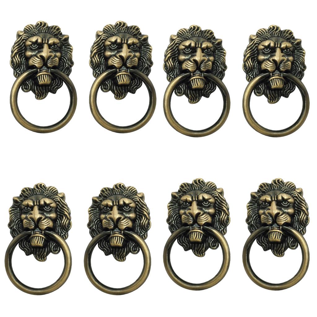 10x Lion Head Design Door Cabinet Drawer Cupboard Wardrobe Pull Ring Bronze