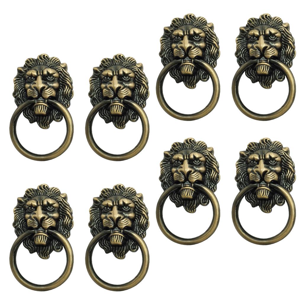 10x Lion Head Design Door Cabinet Drawer Cupboard Wardrobe Pull Ring Bronze